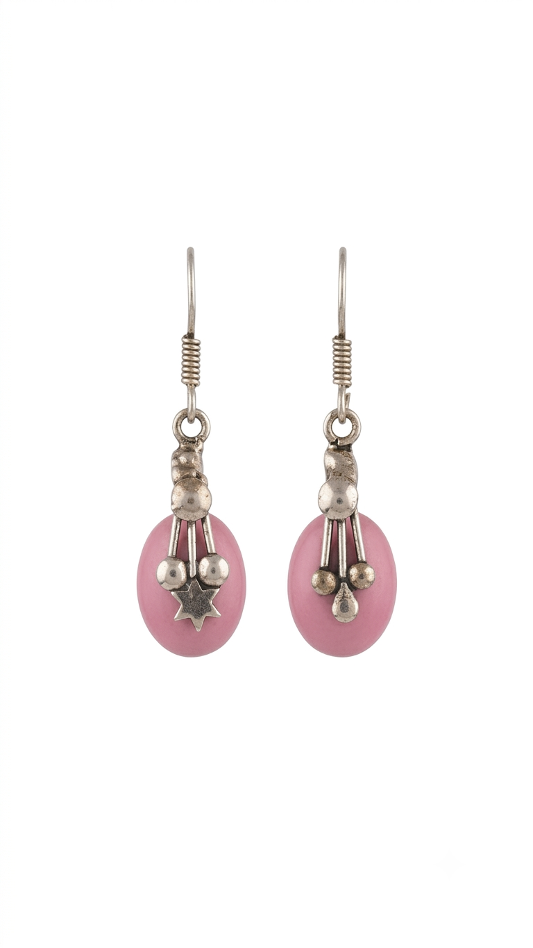 Vintage Pink Stone Dangle Earrings