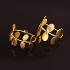 Gold Leaf Disc Hoop Earrings