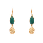 Gold Plated Malachite Teardrop Earrings Statement Jewelry