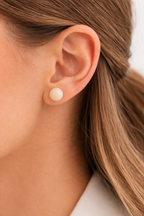 Cream Faceted Stud Earrings
