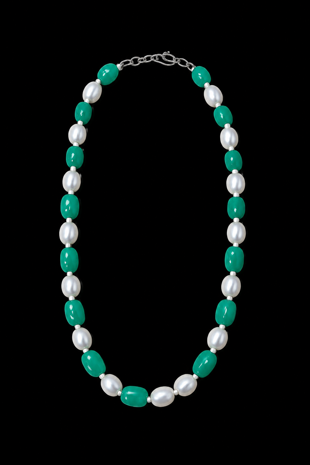 Green Onyx & Freshwater Pearl Beaded Necklace