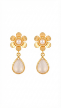 Floral Pearl & Moonstone Drop Earrings