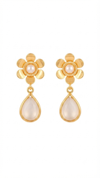 Floral Pearl & Moonstone Drop Earrings