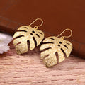 Gold Monstera Leaf Drop Earrings