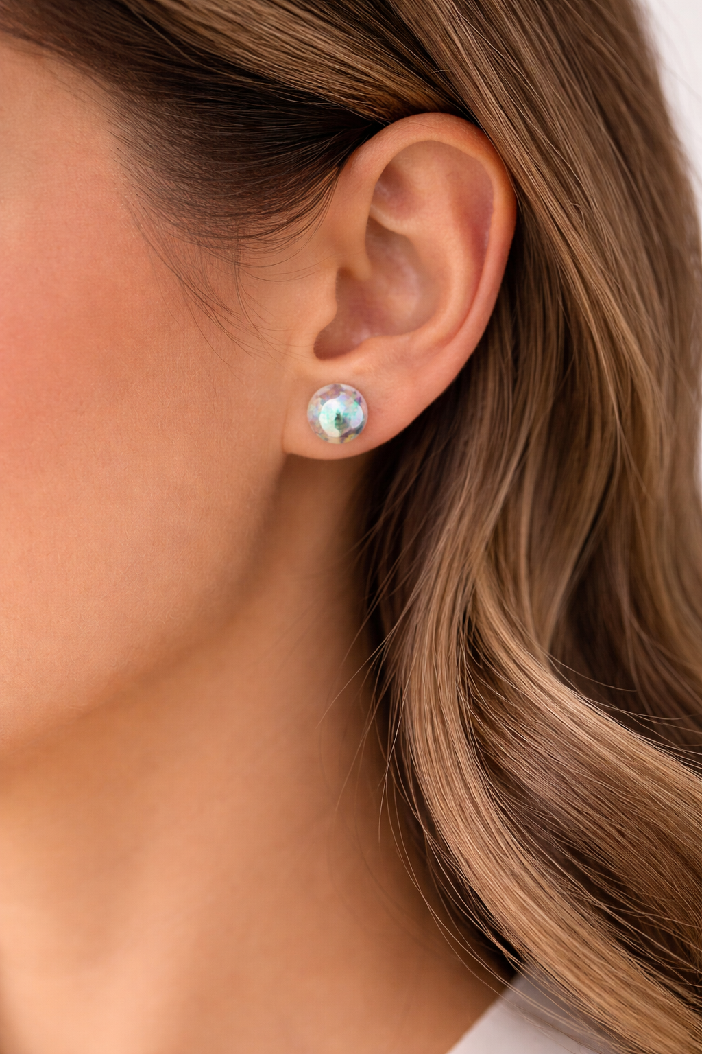 Iridescent Blue Pearl Stud Earrings