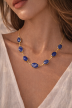 Elegant Blue Gemstone Gold Necklace