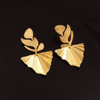 Gold Botanical Leaf Drop Earrings