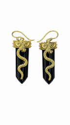 Black Onyx Snake Crystal Earrings