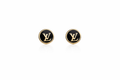 Luxury Black & Gold Monogram Stud Earrings