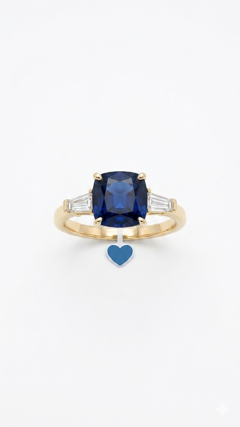 Royal Blue Sapphire Ring in Gold Finish