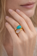 Dual Stone Turquoise & Rose Quartz Adjustable Ring