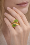 Green Dual Stone Open Adjustable Ring