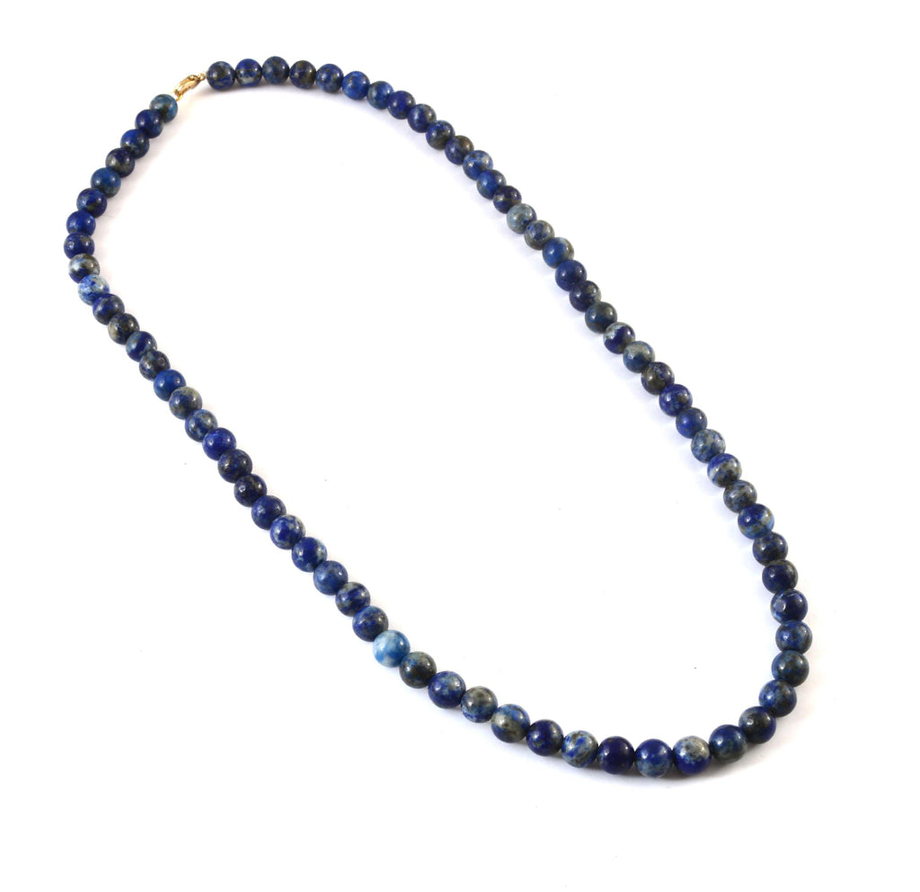 Natural Lapis Lazuli Stone Round Beads Mala Necklace