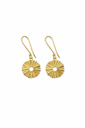Sunburst Textured Gold Disc Drop Earrings