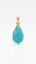 Turquoise Floral Carved Teardrop Pendant