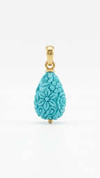 Turquoise Floral Carved Teardrop Pendant