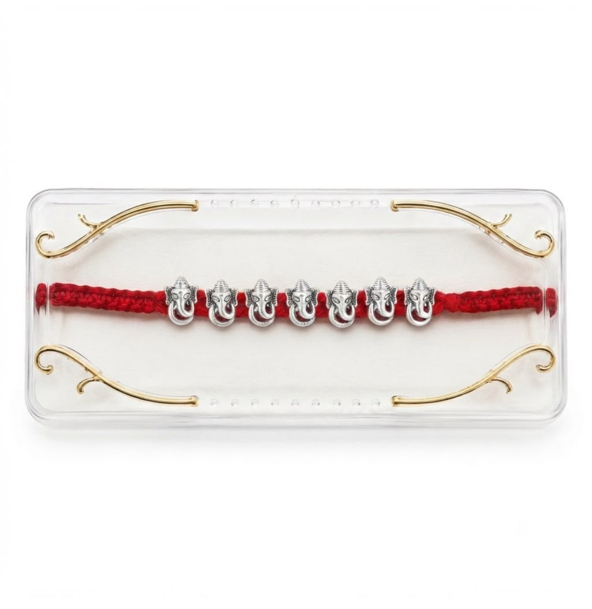 7 Ganesha Silver Plated Rakhi for Brother