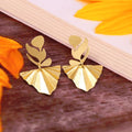 Gold Botanical Leaf Drop Earrings