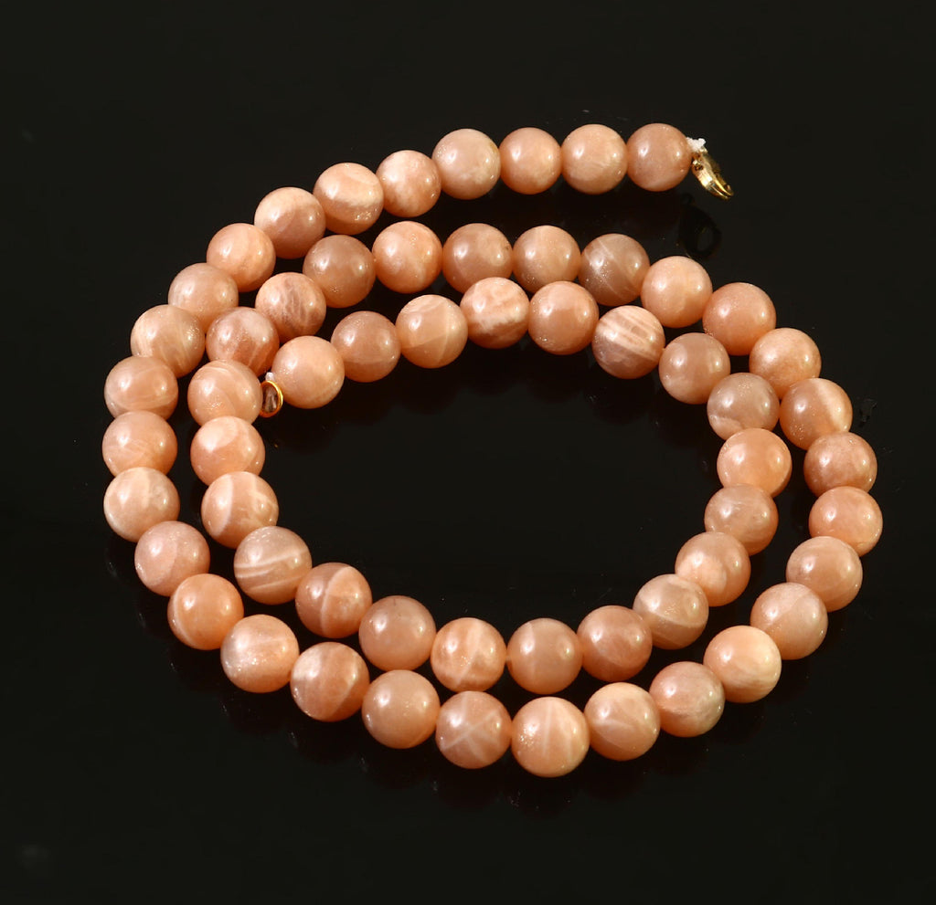 Natural Peach Moonstone Beaded Necklace