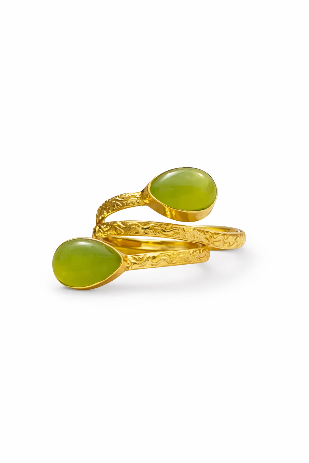 Green Dual Stone Open Adjustable Ring