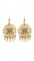 Sri Yantra Earrings | Sacred Geometry Gold Brass Dangle Earrings