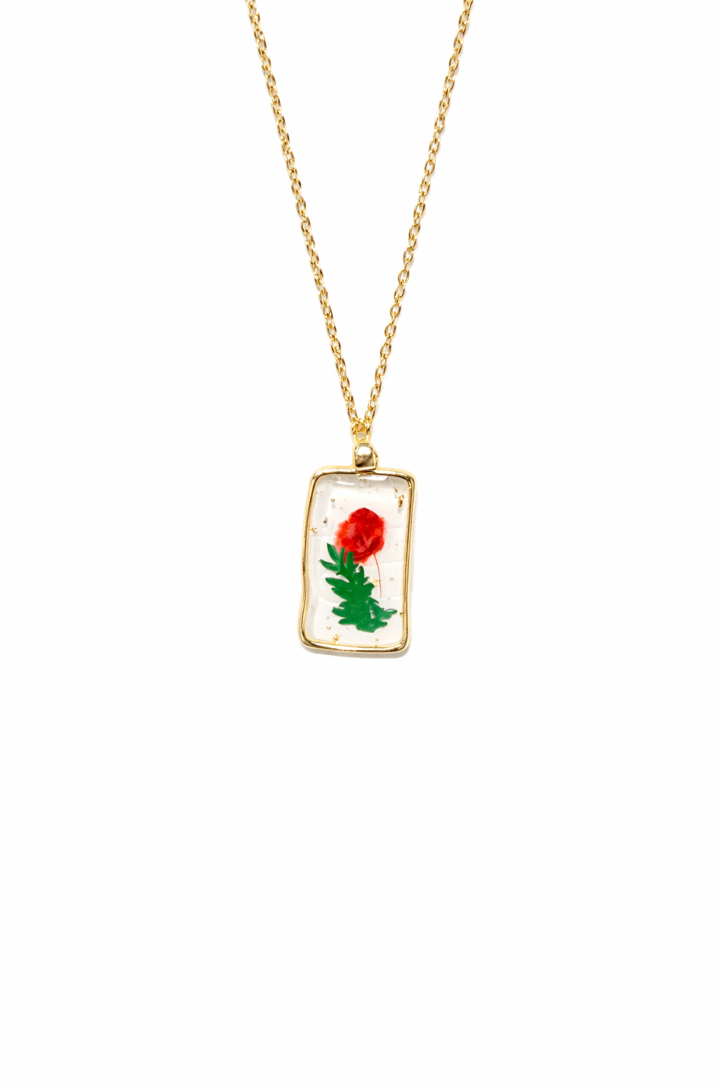 Transparent Floral Resin Pendant Necklace