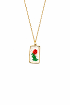 Transparent Floral Resin Pendant Necklace