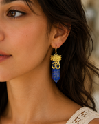 Lapis Lazuli Om Earrings