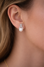 Pearl Drop Stud Earrings, Crystal Pearl Earrings