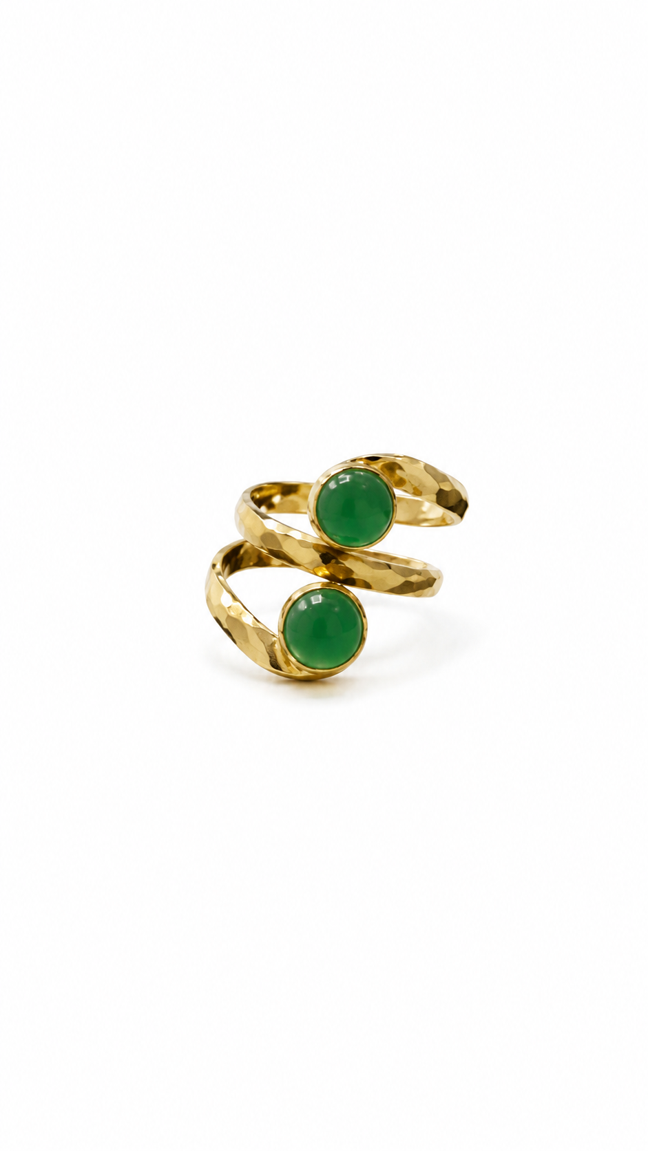 Green Onyx Wrap Ring, Adjustable Gold Statement Ring