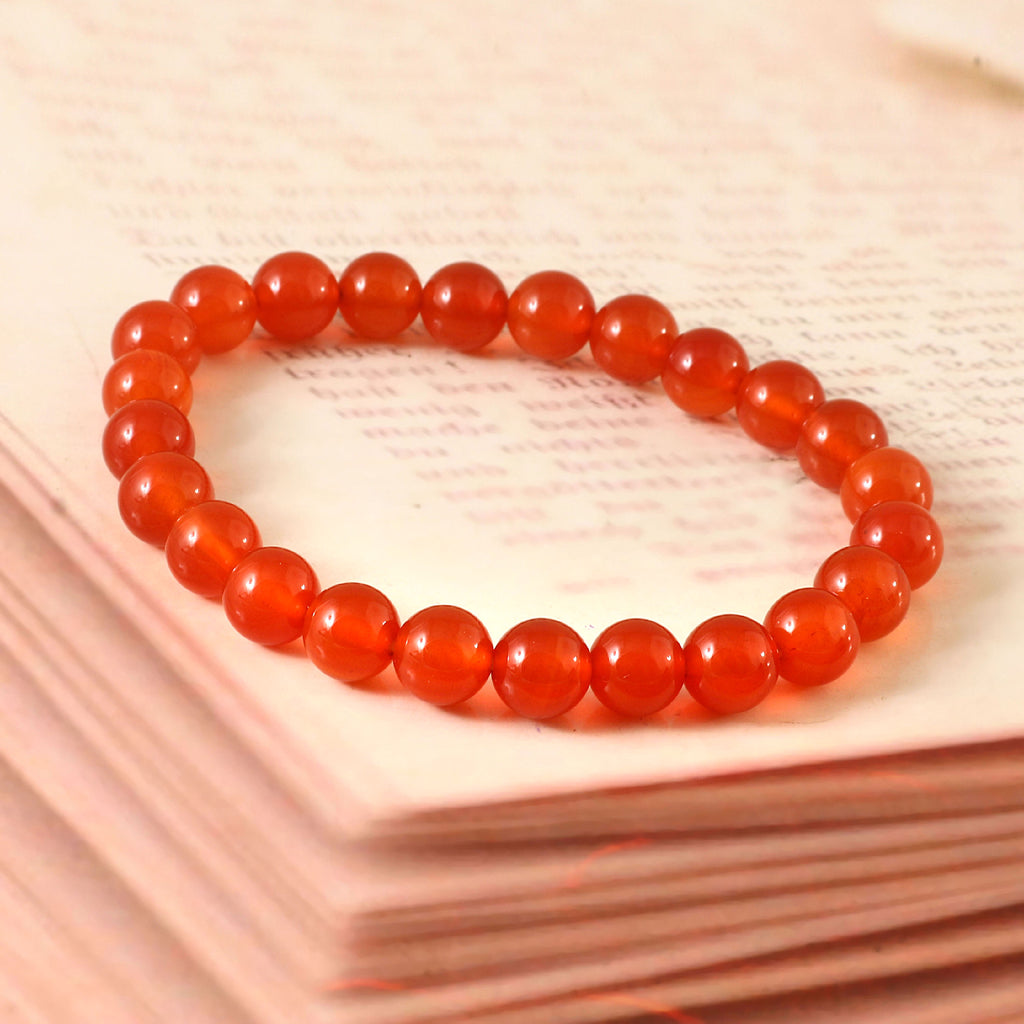 Natural Carnelian Beads Bracelet for Courage, Action, Reiki Healing