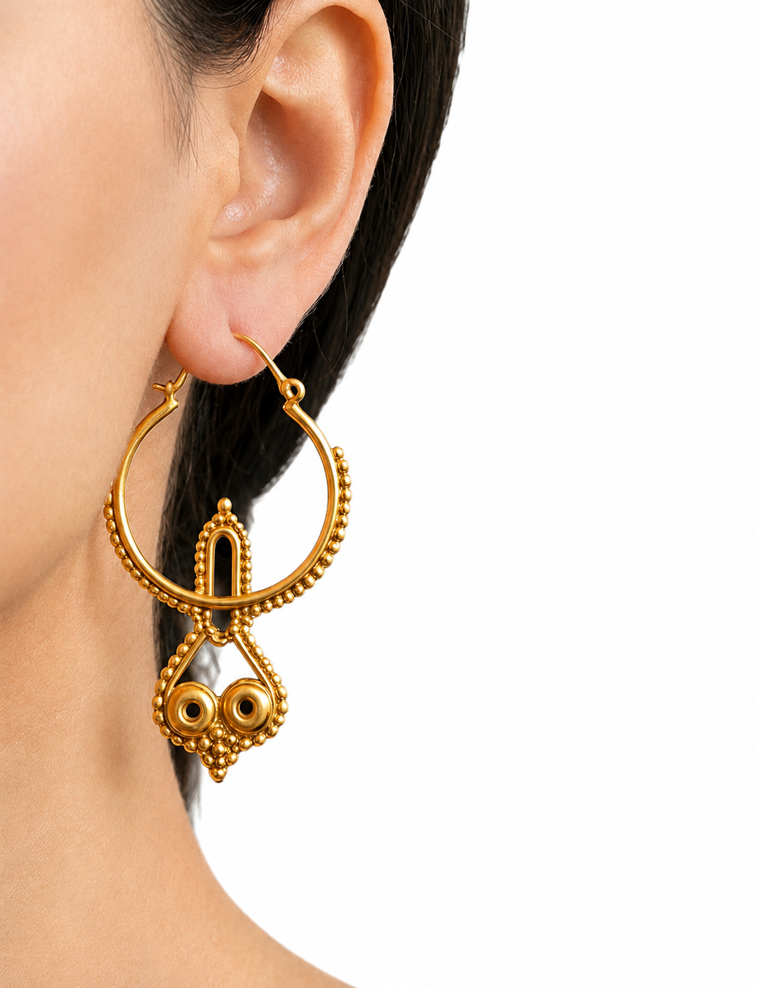 Gold Tribal Hoop Earrings