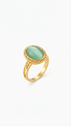 Green Cat’s Eye Cabochon Ring in 18K Gold Vermeil