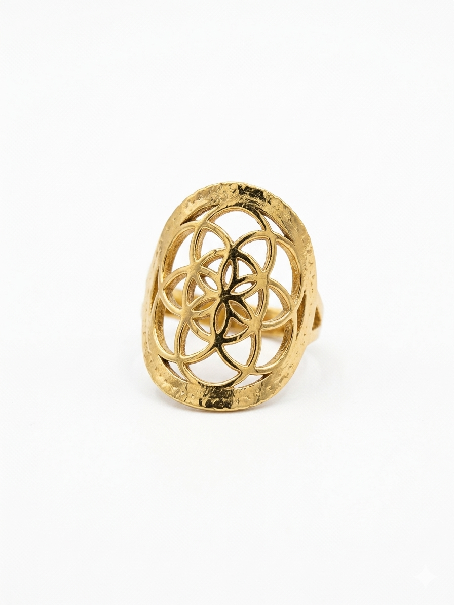 Golden Mandala Statement Ring