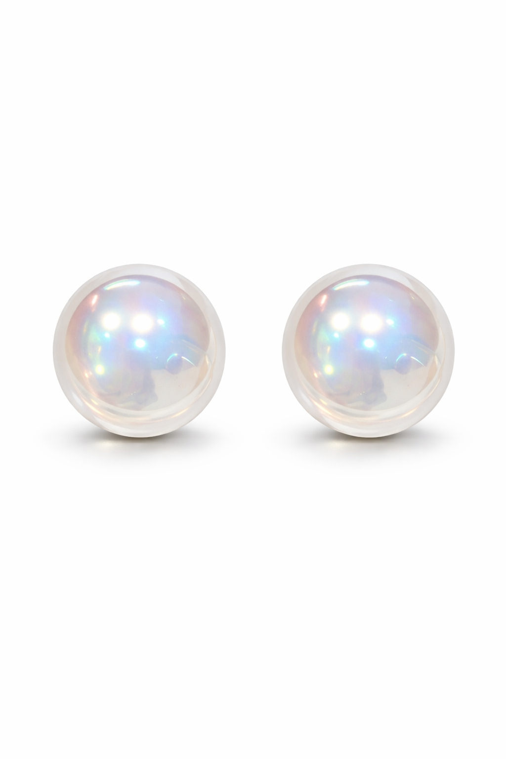 White Holographic Ball Earrings