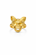 Golden Skull Horn Statement Ring
