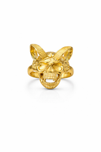 Golden Skull Horn Statement Ring