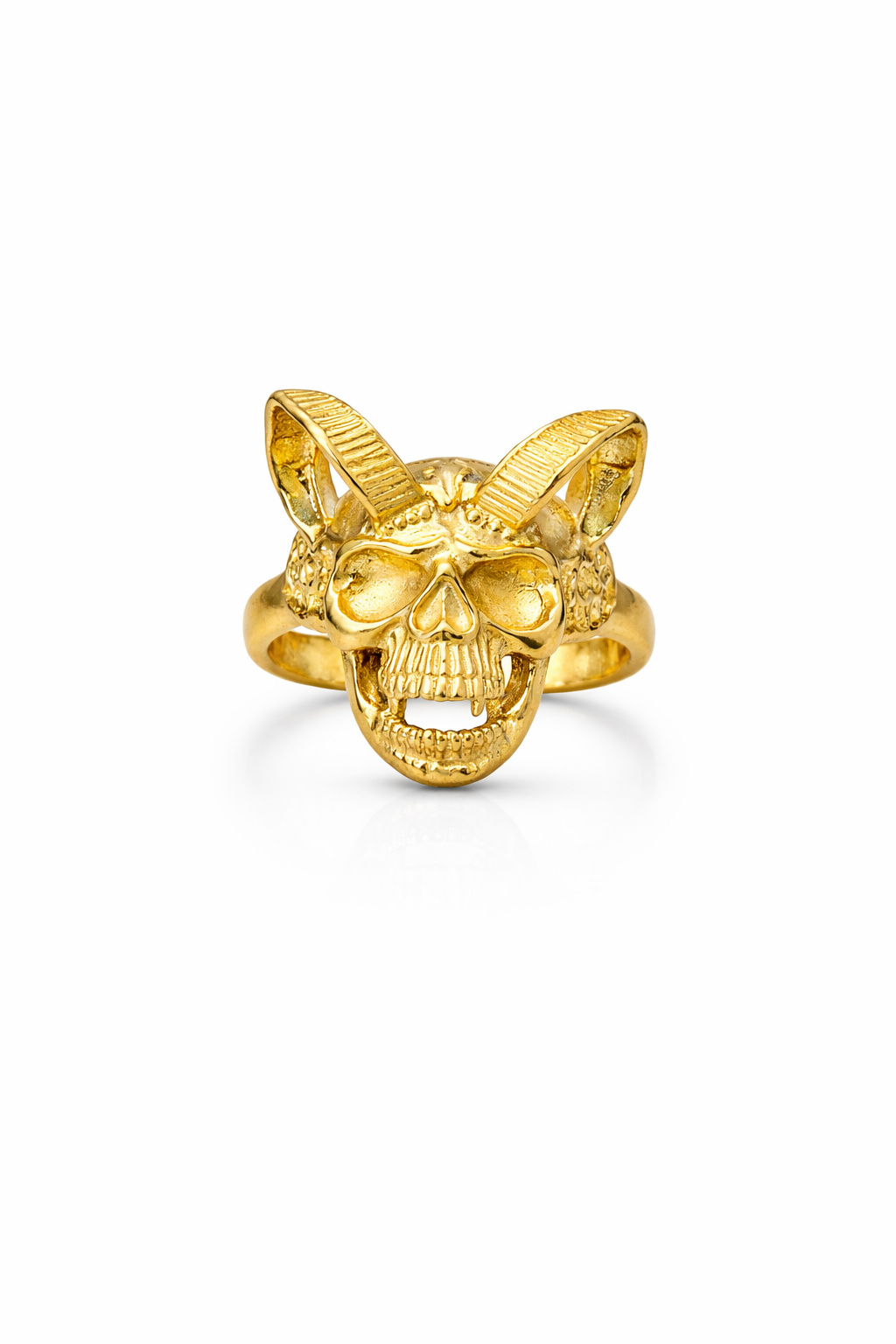 Golden Skull Horn Statement Ring