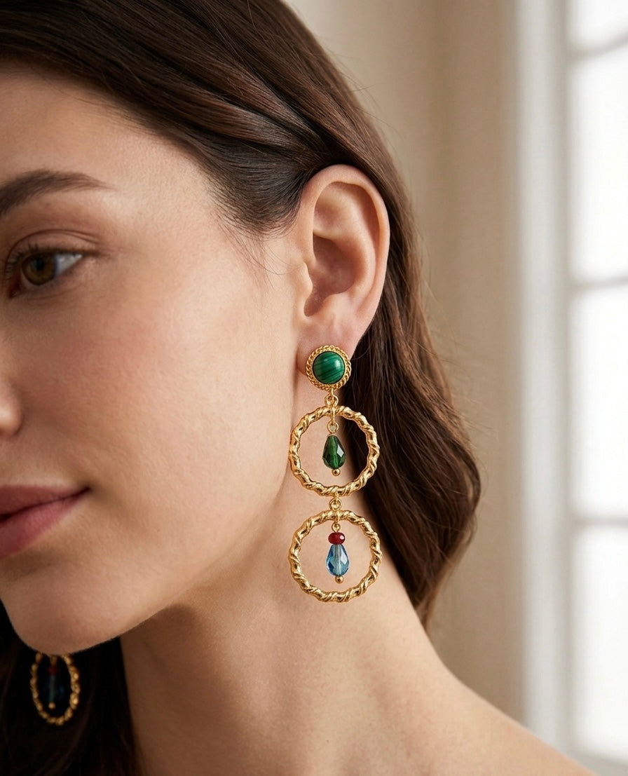 Boho Multicolor Double Hoop Earrings