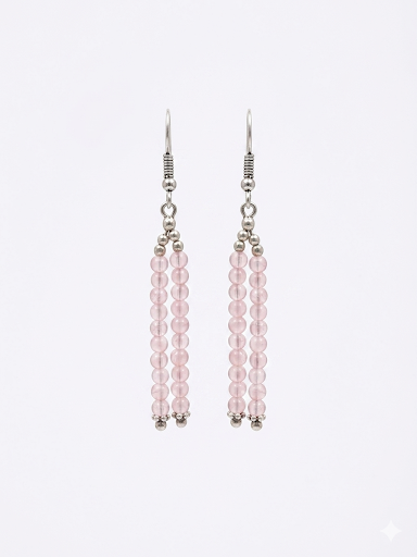 Rose Quartz Pink Tassel Earrings