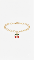 Cherry Charm Bracelet, Gold Chain Bracelet