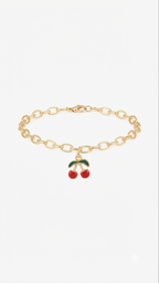 Cherry Charm Bracelet, Gold Chain Bracelet