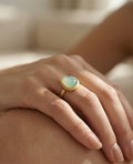Aquamarine Pear Cabochon Ring