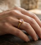 Dainty Rose Quartz Ring, Minimalist Pink Gemstone Ring