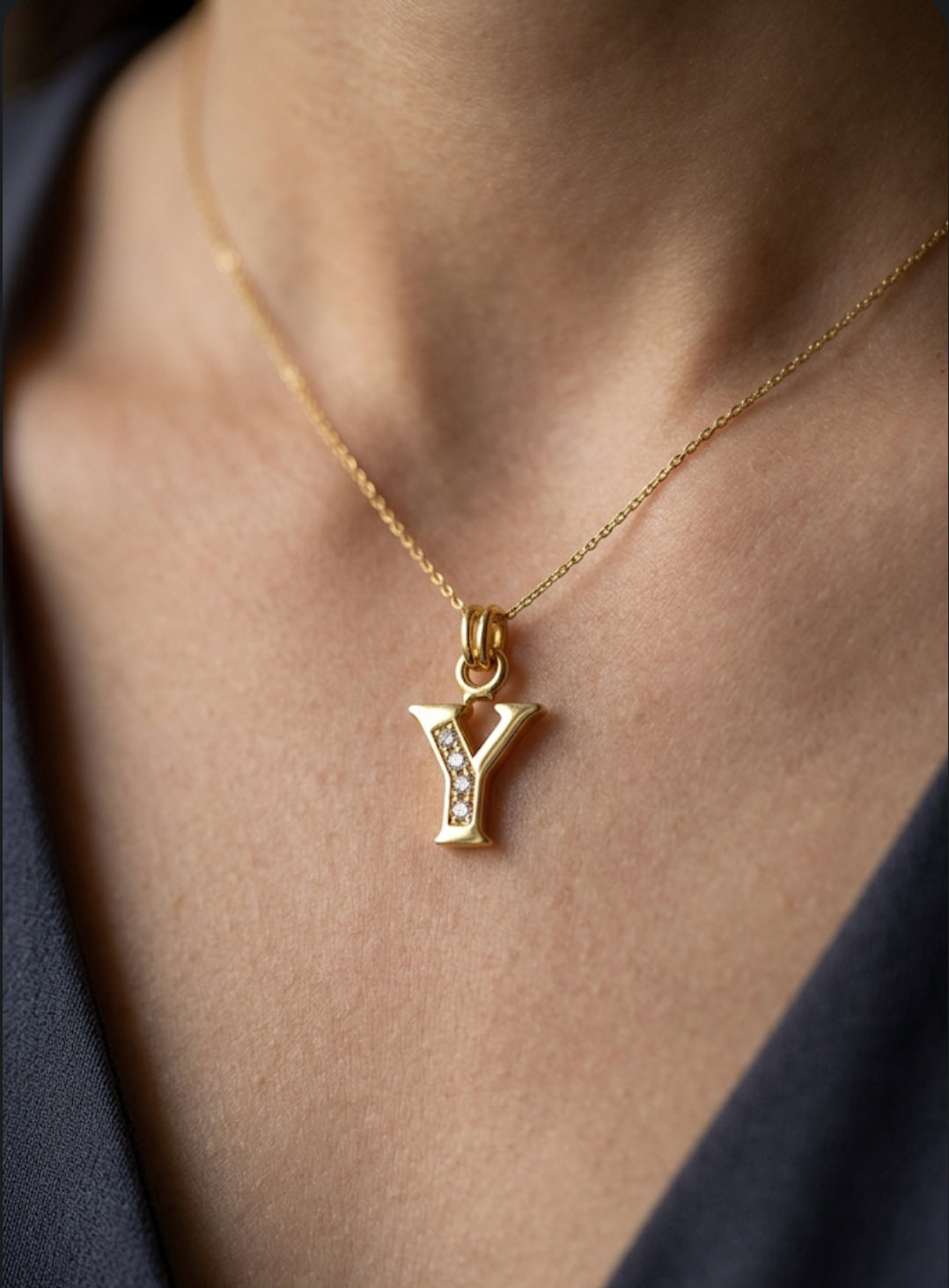 Gold Letter Y Initial Pendant Necklace