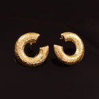 Elegant Textured Gold Crescent Stud Earrings