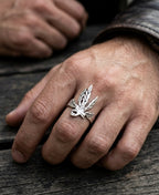 Cannabis Leaf Ring | Weed Leaf Statement Ring | Gothic Ring