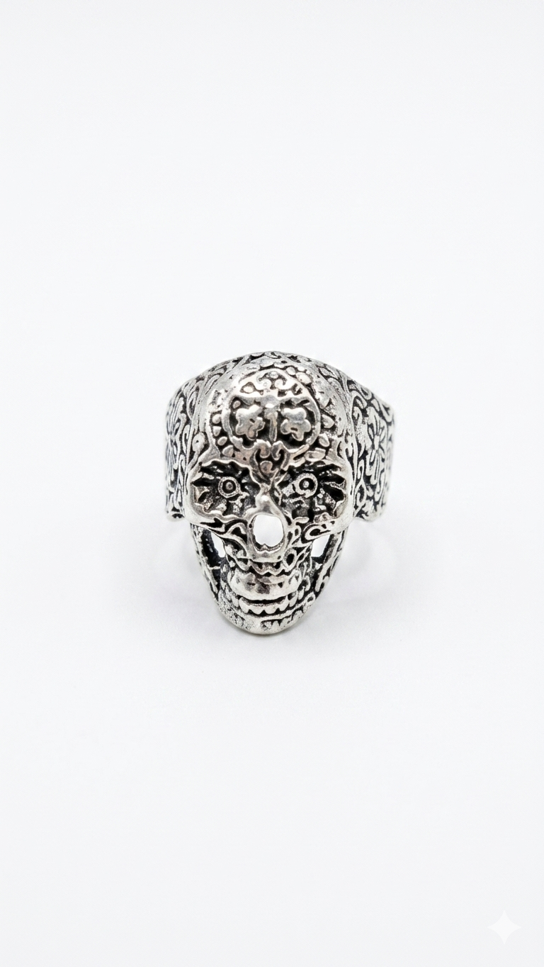 Sugar Skull Ring | Gothic Skull Statement Ring