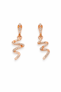 Gold Snake Drop Earrings | CZ Pavé Serpent Earrings