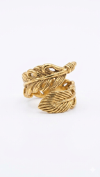 Boho Feather Gold Ring Vintage Adjustable Wrap Rings
